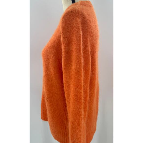Ganni Orange Alpaca Wool Sweater Crewneck Knit Fuzzy Tangerine L - Picture 4 of 11